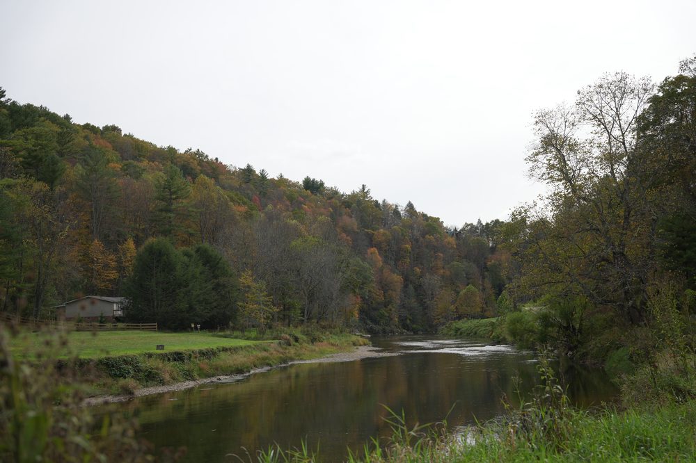 New River in fall color Alleghany County NC
